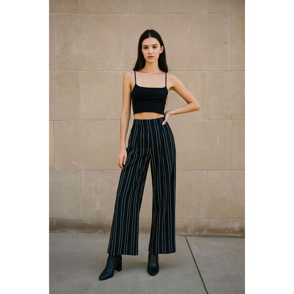 I.AM.GIA Black Stripe Wide Leg Pants Trousers Women's Size 24 - Picture 1 of 9